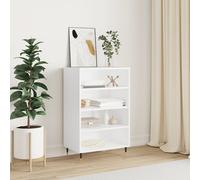 Highboard White 57x35x90cm Engineered Wood & Iron Metal Feet Storage Slimline++