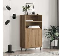 Highboard White 60x36x110cm Engineered Wood & Metal 6 Compartment Storage Modern