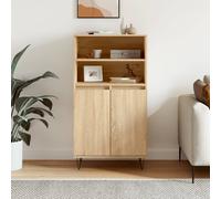Highboard White 60x36x110cm Engineered Wood Metal Feet 6-Compartment Storage Eco