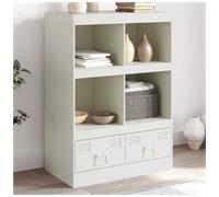 Highboard White 67x39x95 cm Cold-Rolled Steel 4 Shelves 2 Drawers Modern Compact