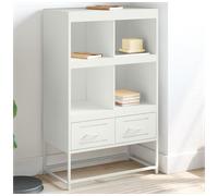 Highboard White 68.5x39x111.5cm Cold-rolled Steel 4 Compartments 2 Drawers Slim