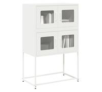 Highboard White 68x39x107 cm Cold-Rolled Steel 4-Door Storage Cabinet AntiTipFix