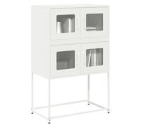 Highboard White 68x39x107 cm Cold-Rolled Steel 4-Door Storage Cabinet AntiTipFix