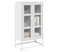 Highboard White 68x39x123 cm Cold-Rolled Steel 6 Compartments 2 Doors Wall-Safe