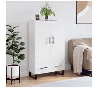 Highboard White 69.5x31x115 cm Engineered Wood 2 Doors 1 Drawer Shelf MatteBlack