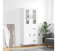Highboard White 69.5x34x180 cm Engineered Wood