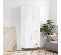 Highboard White 69.5x34x180 cm Engineered Wood