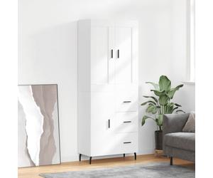 Highboard White 69.5x34x180 cm Engineered Wood 3-Drawer Modern Storage Unit Slim