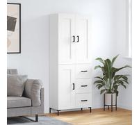 Highboard White 69.5x34x180 cm Engineered Wood 4-Door Modern Buffet Cabinet Unit