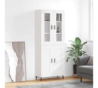 Highboard White 69.5x34x180 cm Engineered Wood Glass Metal Contemporary Storage