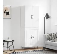 Highboard White 69.5x34x180 cm Engineered Wood & Glass Slim Storage Drawer Tall