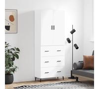 Highboard White 69.5x34x180 cm Engineered Wood & Glass Tall Storage Sideboard |