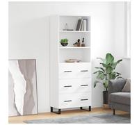 Highboard White 69.5x34x180 cm Engineered Wood Modern Storage Cabinet w/ Drawer