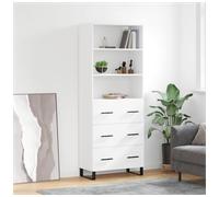 Highboard White 69.5x34x180 cm Engineered Wood Modern Storage Cabinet w/ Drawer