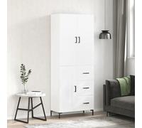Highboard White 69.5x34x180 cm Engineered Wood with Metal Feet Modern StoragePro