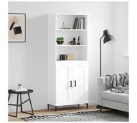 Highboard White 69.5x34x180cm Engineered Wood 2 Drawers 2 Doors Modern Slimline