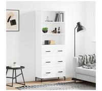 Highboard White 69.5x34x180cm Engineered Wood 2 Drawers 2 Doors Sleek Minimalist