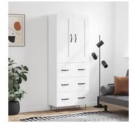 Highboard White 69.5x34x180cm Engineered Wood 3-Door 1-Drawer Hairpin Legs Large