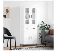 Highboard White 69.5x34x180cm Engineered Wood 3 Drawer Tall Storage Cabinet Slim