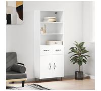 Highboard White 69.5x34x180cm Engineered Wood 3 Drawers Hairpin Legs Modern Slim