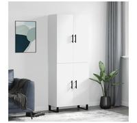 Highboard White 69.5x34x180cm Engineered Wood & Glass 3 Drawers 3 Doors Minimal