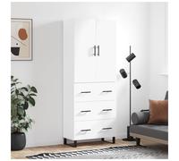 Highboard White 69.5x34x180cm Engineered Wood & Glass Minimal 3 Drawers 3 Doors