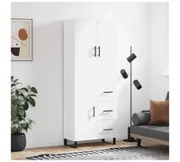 Highboard White 69.5x34x180cm Engineered Wood & Glass Minimal 3 Drawers 3 Doors