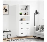 Highboard White 69.5x34x180cm Engineered Wood Storage Cabinet Hairpin Legs Slim