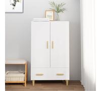 Highboard White 70x31x115 cm Engineered & Eucalyptus Wood Scandi Storage Drawers