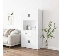 Highboard White 80x33x150cm Engineered Wood Rustic 4-Door 1-Drawer Storage Unit