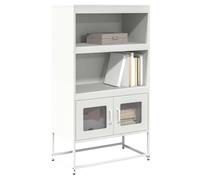 Highboard White Cold-Rolled Steel 68x39x123 cm Metal 2-Door Storage Cabinet