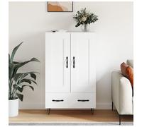 Highboard White Engineered Wood 69.5x31x115cm 2-Door 1-Drawer Mid-Century Large