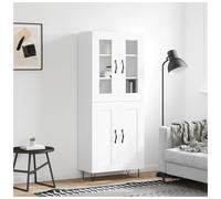 Highboard White Engineered Wood 69.5x34x180cm 4-Door Glass Display Sideboard New