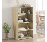 Highboard White Engineered Wood 70x41x124 cm Sonoma Oak Effect Cabinet Slim Box