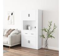 Highboard White Engineered Wood 80 x 33 x 70 cm Wall-Mounted Storage SlimCabinet