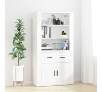Highboard White Engineered Wood 80x33x80cm Wall-Mount Storage Cabinet & Floating