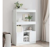 Highboard White Engineered Wood 92x33x140 cm Tall Storage Cabinet with 3 Shelves