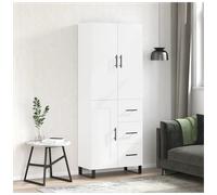 Highboard White Engineered Wood & Glass 69.5x34x180 cm 3 Doors 3 Drawers Durable