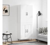Highboard White Engineered Wood & Metal 69.5x34x180 2 Door Storage Slim Modern