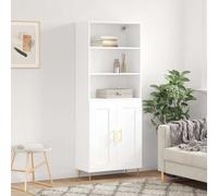 Highboard White Engineered Wood Metal Feet 69.5x34x180 cm Modern Storage Cabinet