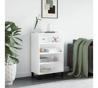 Highboard White Engineered Wood with Iron Legs 57x35x90 cm Storage Cabinet Slim