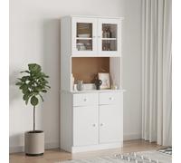 Highboard White Solid Pine with Glass Doors 77x35x165 cm with Drawers Large Tall