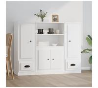 Highboard White Textured Engineered Wood 132x35.5x103.5cm 4-Door 1-Drawer Modern