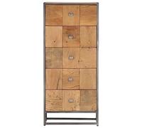 Highboard with 5 Drawers Made of Recycled Solid Wood and Powder-Coated Steel 45 x 30 x 100 cm, Space-Saving for Living Room, Bedroom, Hallway, with Lots of Storage Space and Storage
