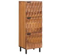 Highboard with Door Acacia Brown Surface Solid Mango Wood 40 x 33 x 110 cm with Metal Legs for Living Room Storage and Storage Space Modern Compact Durable
