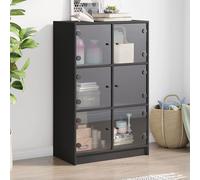vidaXL Highboard with Doors Sideboard Storage Cupboard Black Engineered Wood