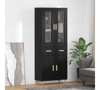 Highboard Old wood 69.5x34x180cm Engineered Wood 4-Door with Drawer Slim Storage