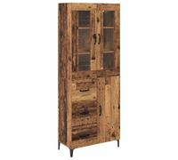 Highboard Storage Cabinet Old Wood 69.5x34x180cm Engineered Wood 2 Doors Drawer