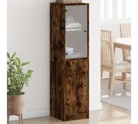 Highboard with Glass Door Smoked Oak 35x37x142 cm Berkfield Home Brown One Size