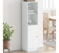 Highboard with Glass Door White 35x37x142 cm Berkfield Home White One Size